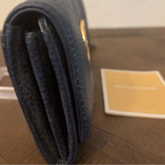 Michael Kors Dark Blue Leather Wallet with Gold Logo - Picture 3 of 6